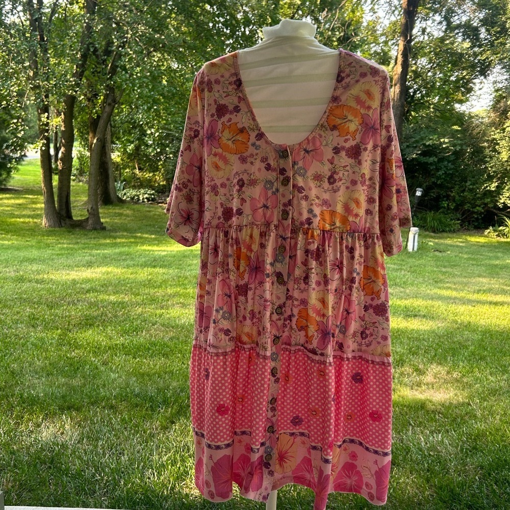NWOT-One Eleven North-Floral Pink Button-Down Dress